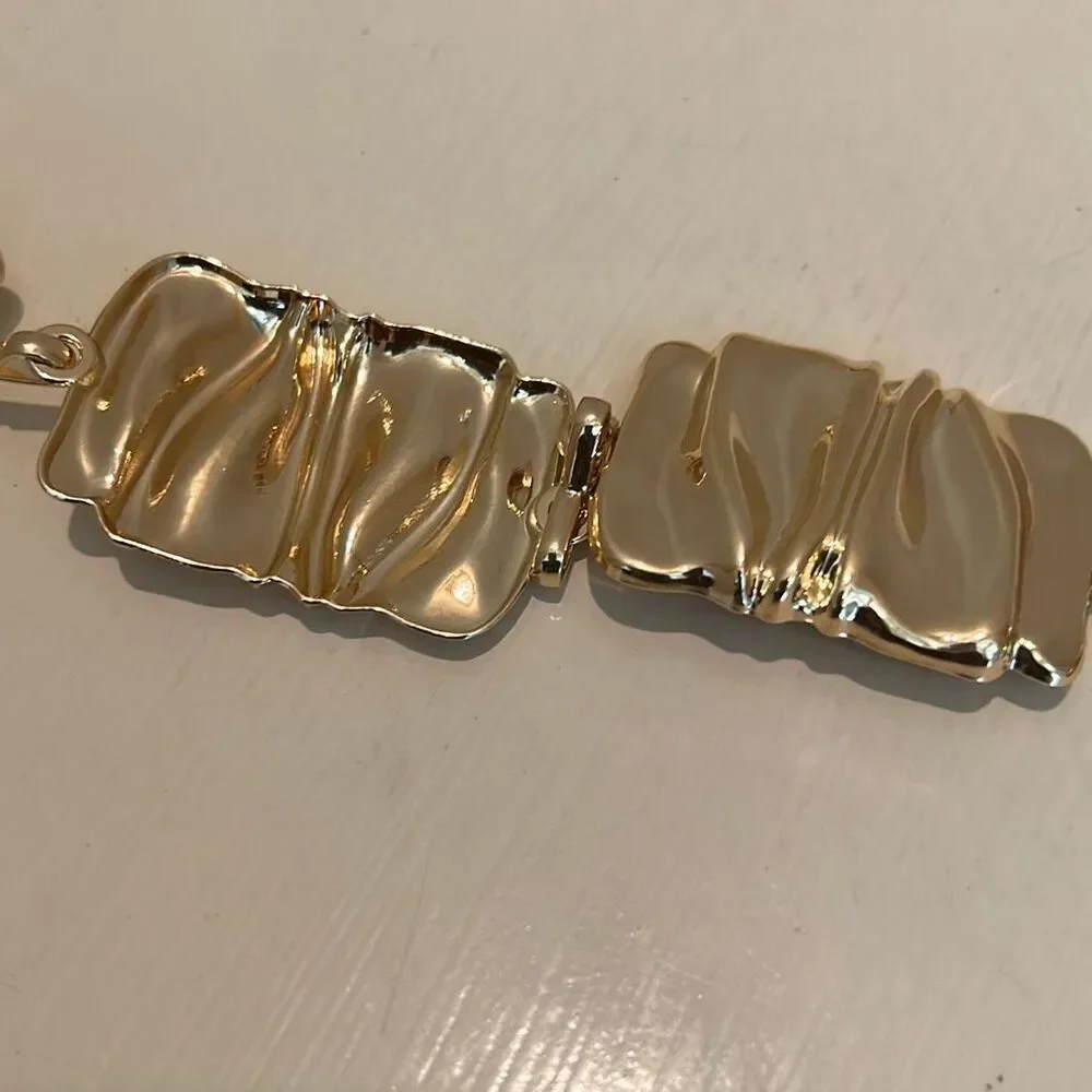 8 Other Reasons Gigi Chain Statement Belt Textured Gold Links Trendy NEW